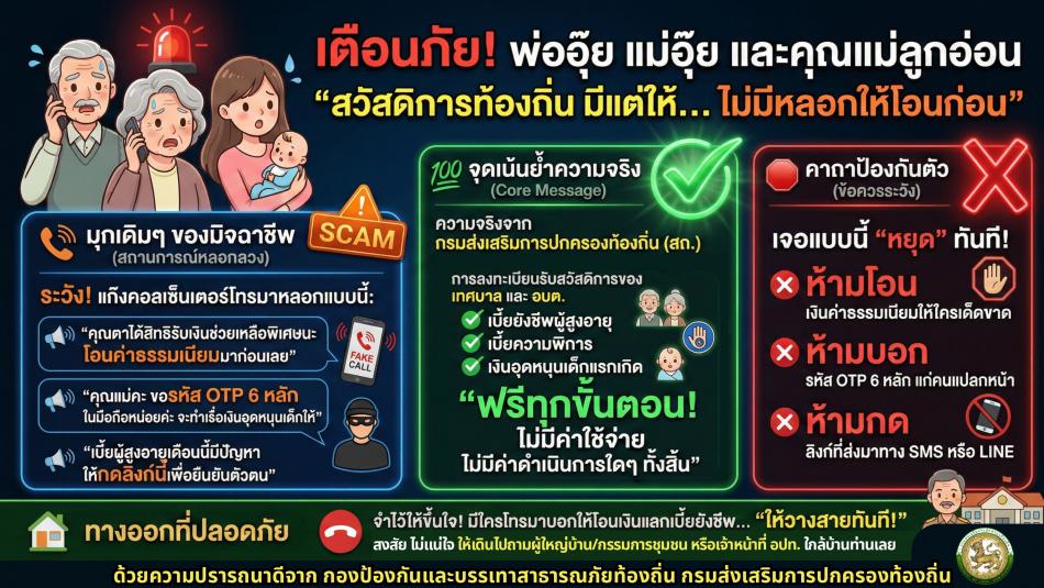 สวัสดิการท้องถิ่นมีแต่ให้  ไม่มีหลอกให้โอนก่อน