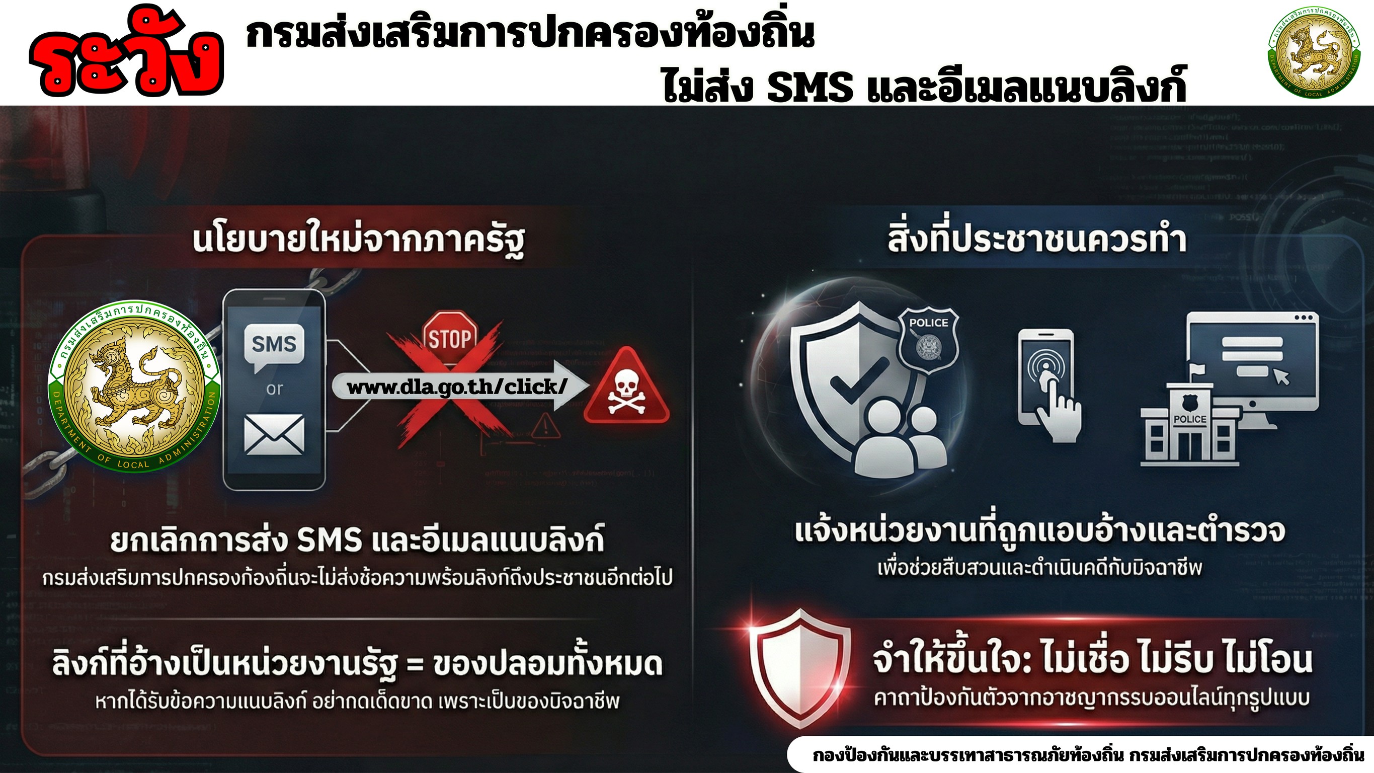 ยกเลิกการส่ง SMS และอีเมลแบบลิงก์